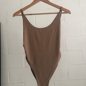 Super cheeky high cut one piece nude swim suit